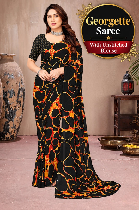 Tie and Dye Poly Georgette Leheriya Saree
